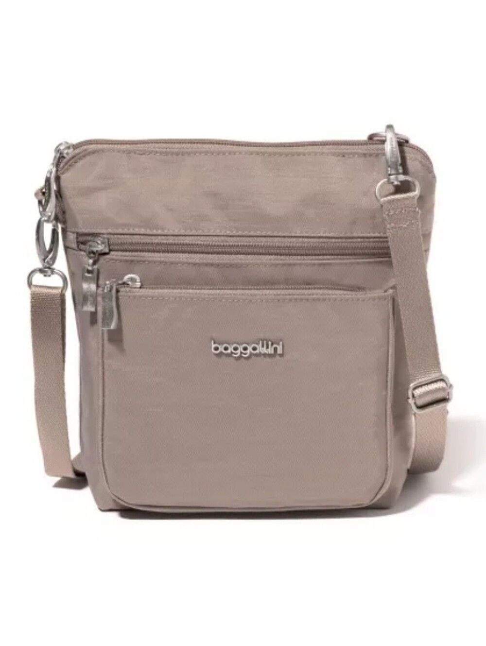 Baggallini Taupe Moonrock Nylon Crossbody Messenger Bag Matching Cosmetic Bag